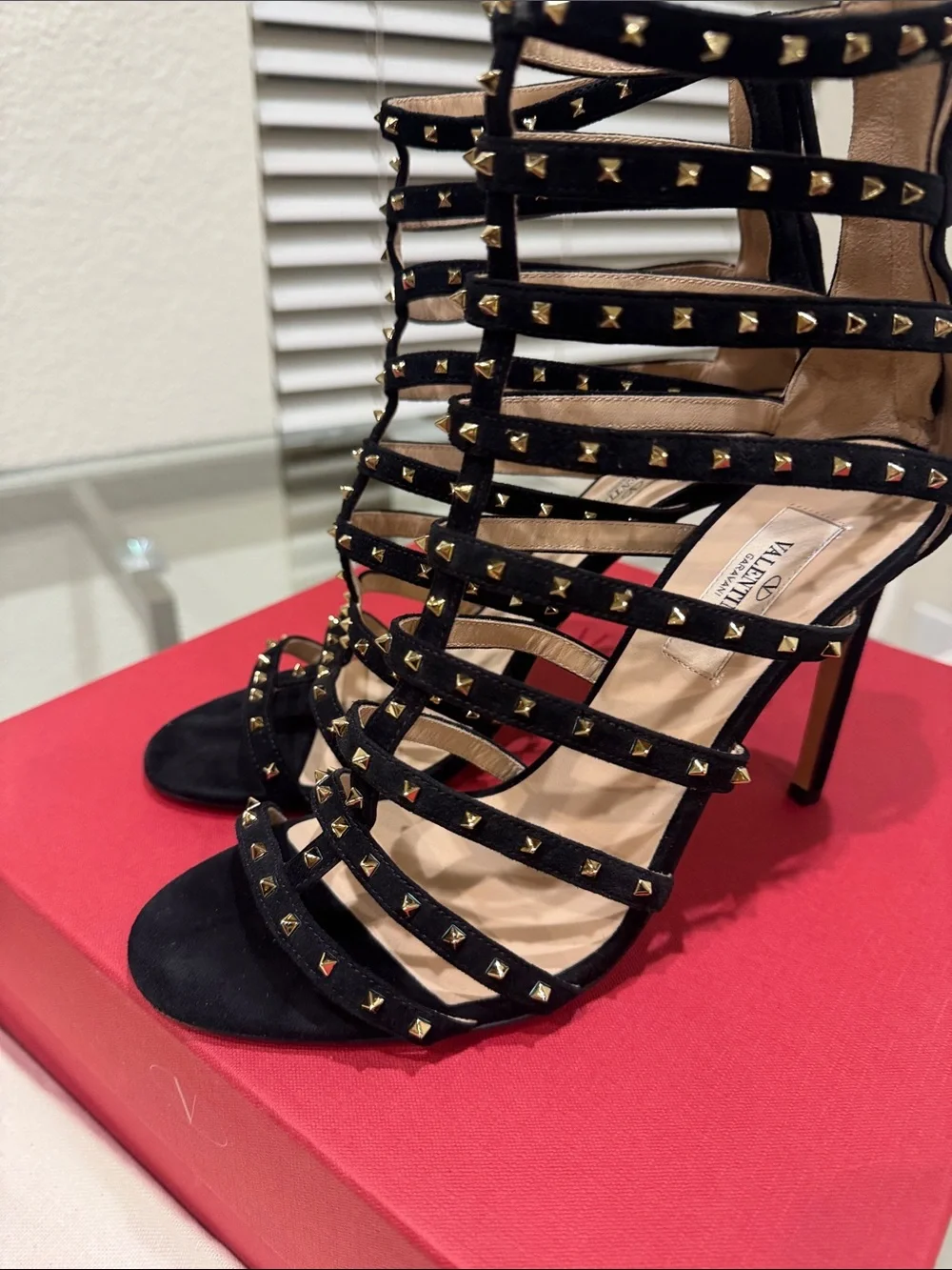 Valentino Black Studded Cage High Heels